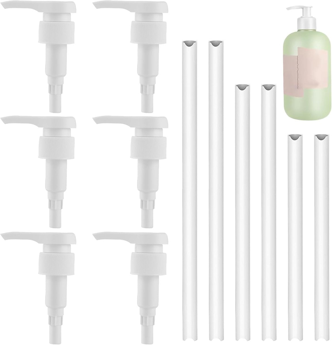Pack of 6 Dispensing Pump, 1 Litre, Syrup Dispenser, Syrup Dispenser, Dispensing Pump, Pump Dispenser with 6 Straws - ShopVlot