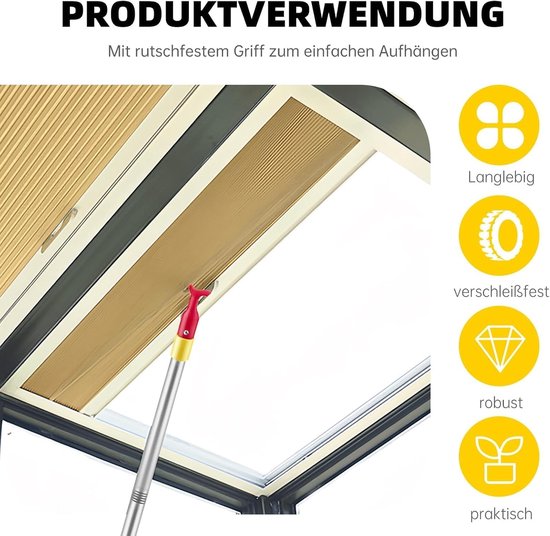 Skylight Stick Hook Rod for Attic Hook Floor Stairs - Floor Stair Tow Bar with Tie Rod, 5-Piece Rod Attic Hooks, 139 - ShopVlot — afbeelding 3