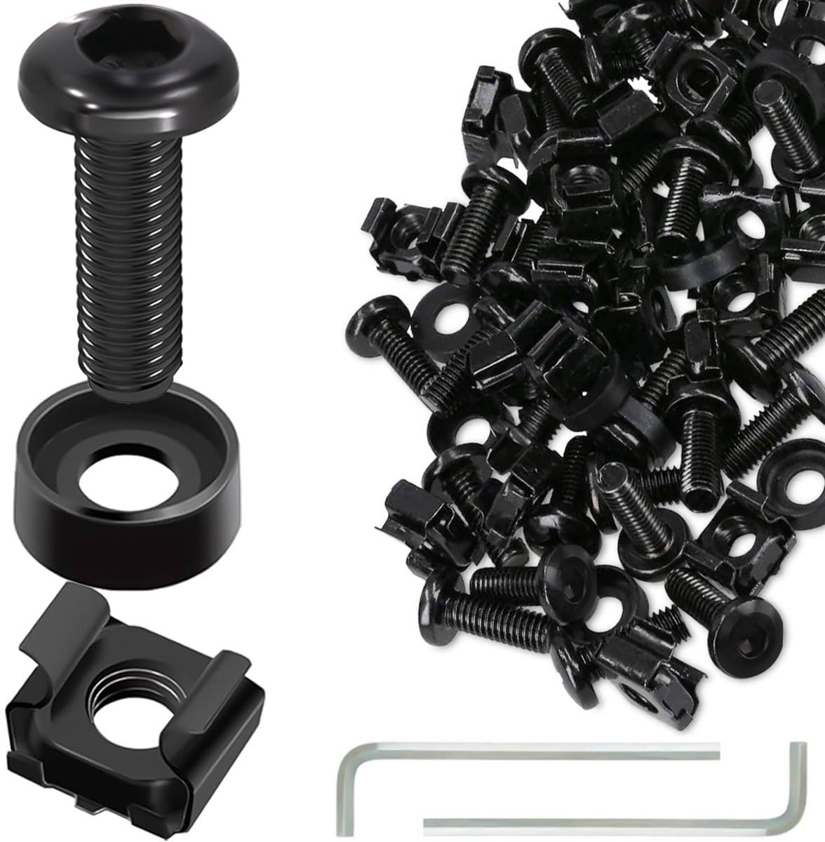 M6 Rack Screws, Cage Nuts and Washers, M6 x 20mm Rack-Mount Socket Screws and Square Data Cabinet Insert Nuts - ShopVlot