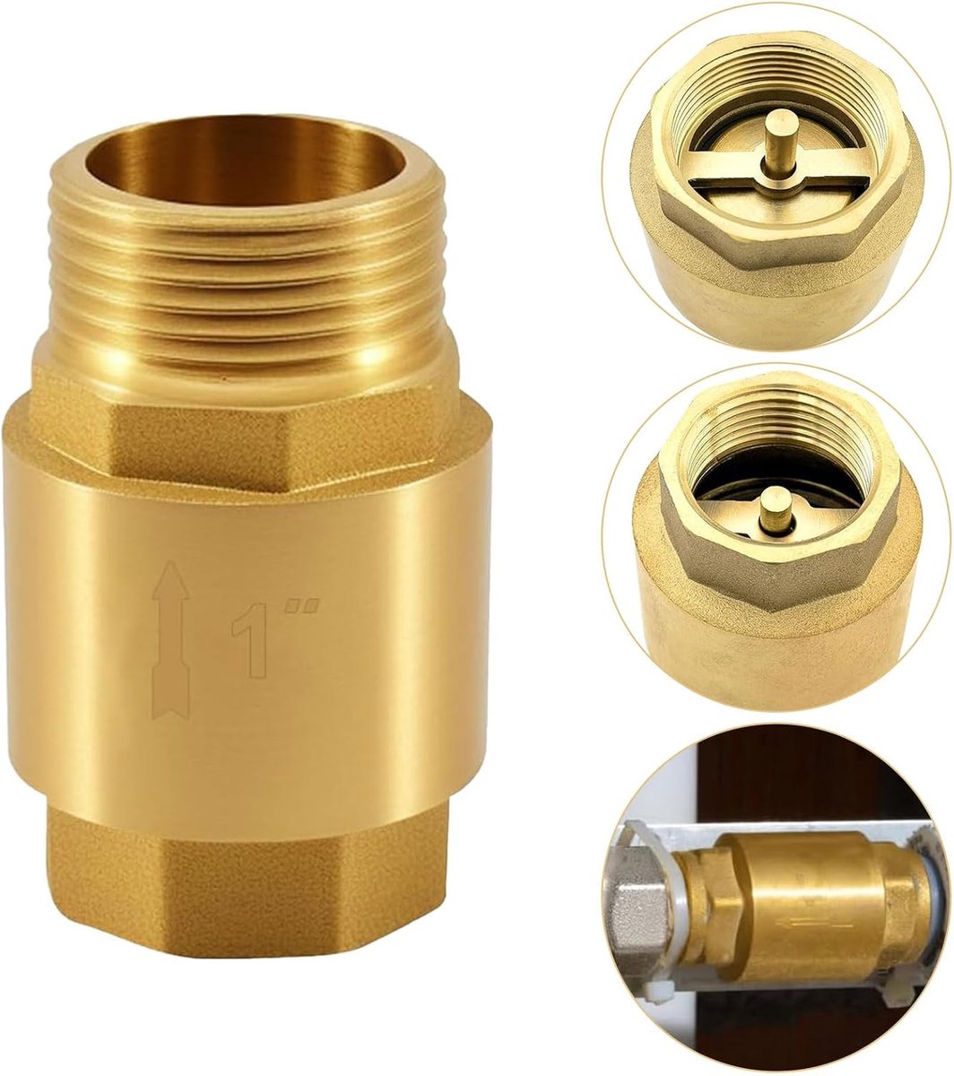 1 Inch Brass Check Valve, Rust Protection and Waterproof Check Valve IG to AG, 1 Inch Return Valve, Check Valve for - ShopVlot