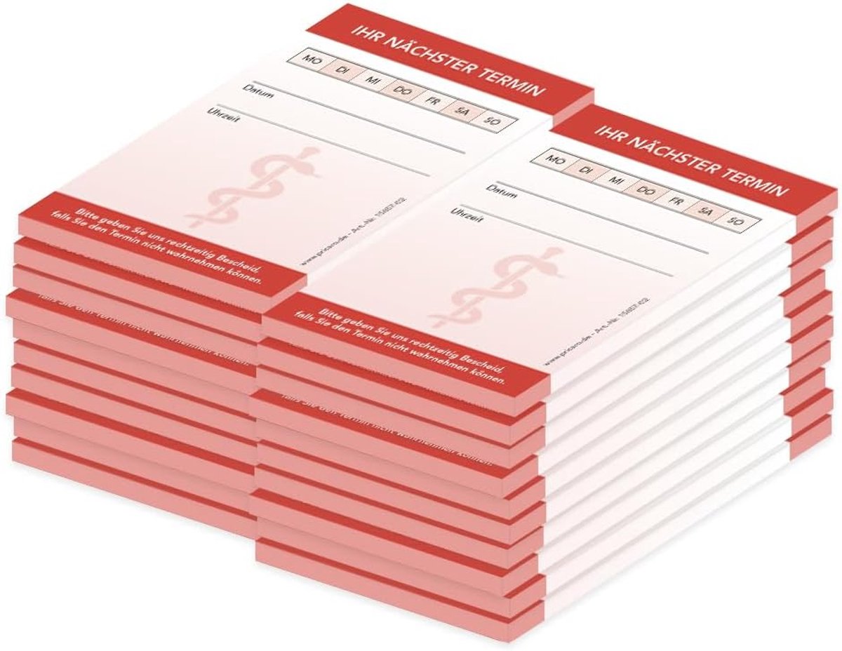 PRICARO afsprakenblok artsen en artsen Askulapstaaf rood, (20 stuks) - ShopVlot