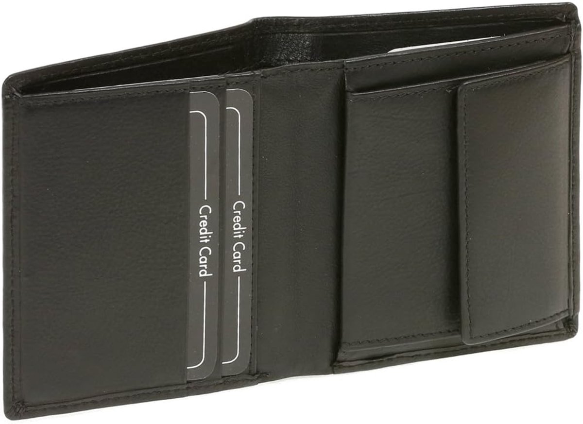 LEAS Mini wallet for men and women, thin, extra flat, lots of 8 cards in portrait format, genuine leather, black, 10 x - ShopVlot