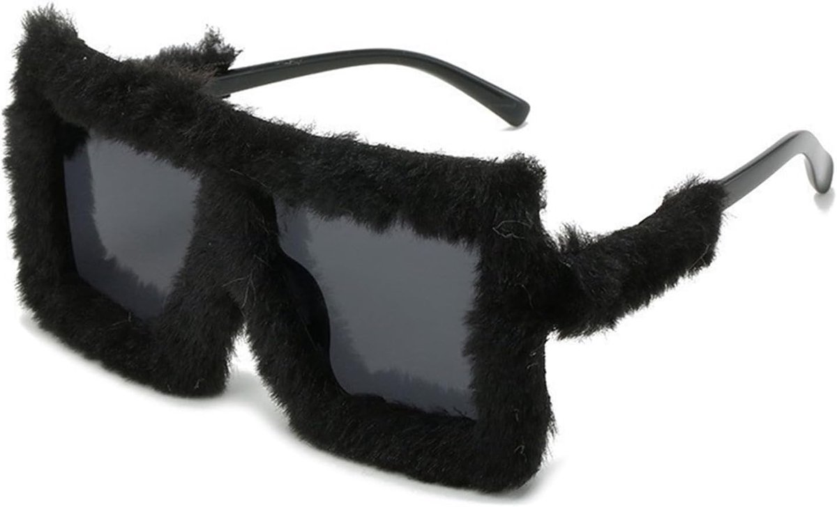 1 black plush glasses, fashion personality glasses, party glasses, perfect for parties, birthday parties, Black - ShopVlot