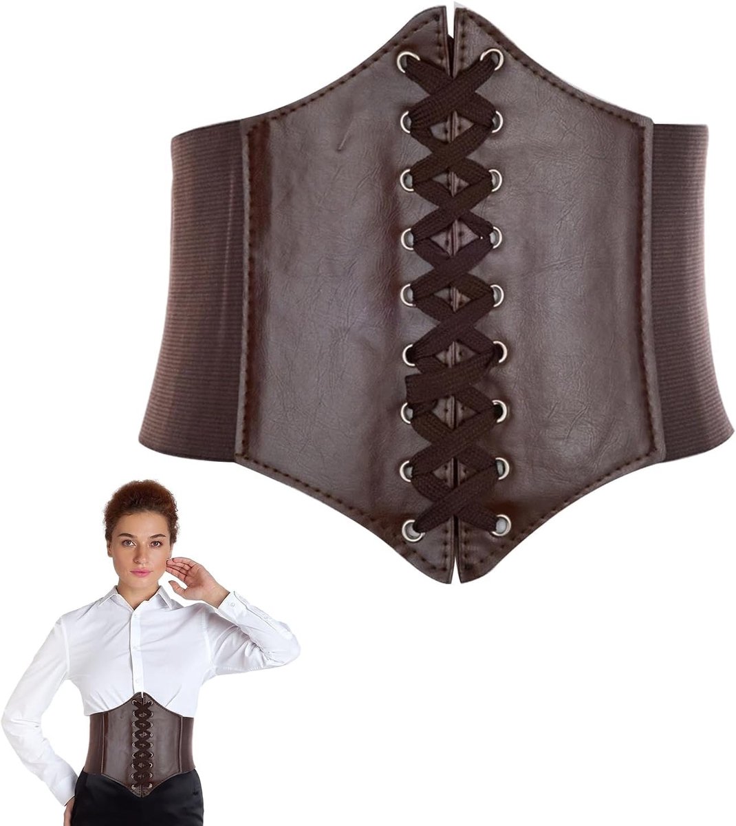 Women's Corset Belt for Women Tie Waspie Belt Leather Corset Elastic Pirate Costume Women's Corset Wide Lace Belt for - ShopVlot