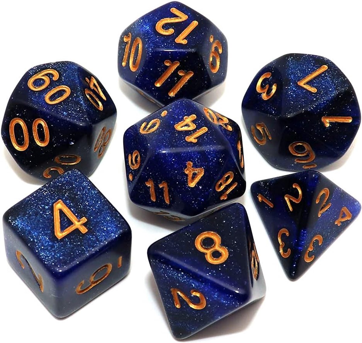 D&D Dice Set Dark Blue Mix Blacks Nebula for Dungeon and Dragons RPG Role Playing Games - ShopVlot