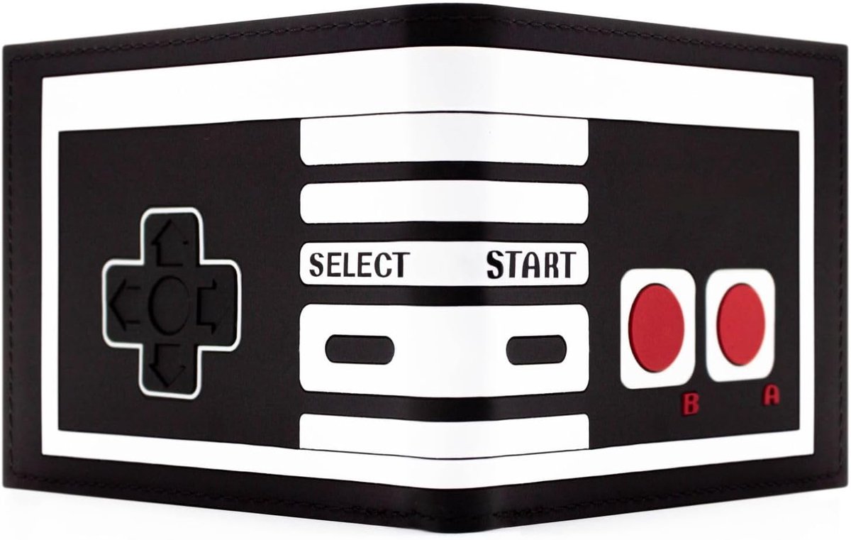 Classic Golden Era Retro 8-Bit Gaming Controller Wallet/Purse Bi-Fold Coin Pocket & Card Holder, Black - ShopVlot