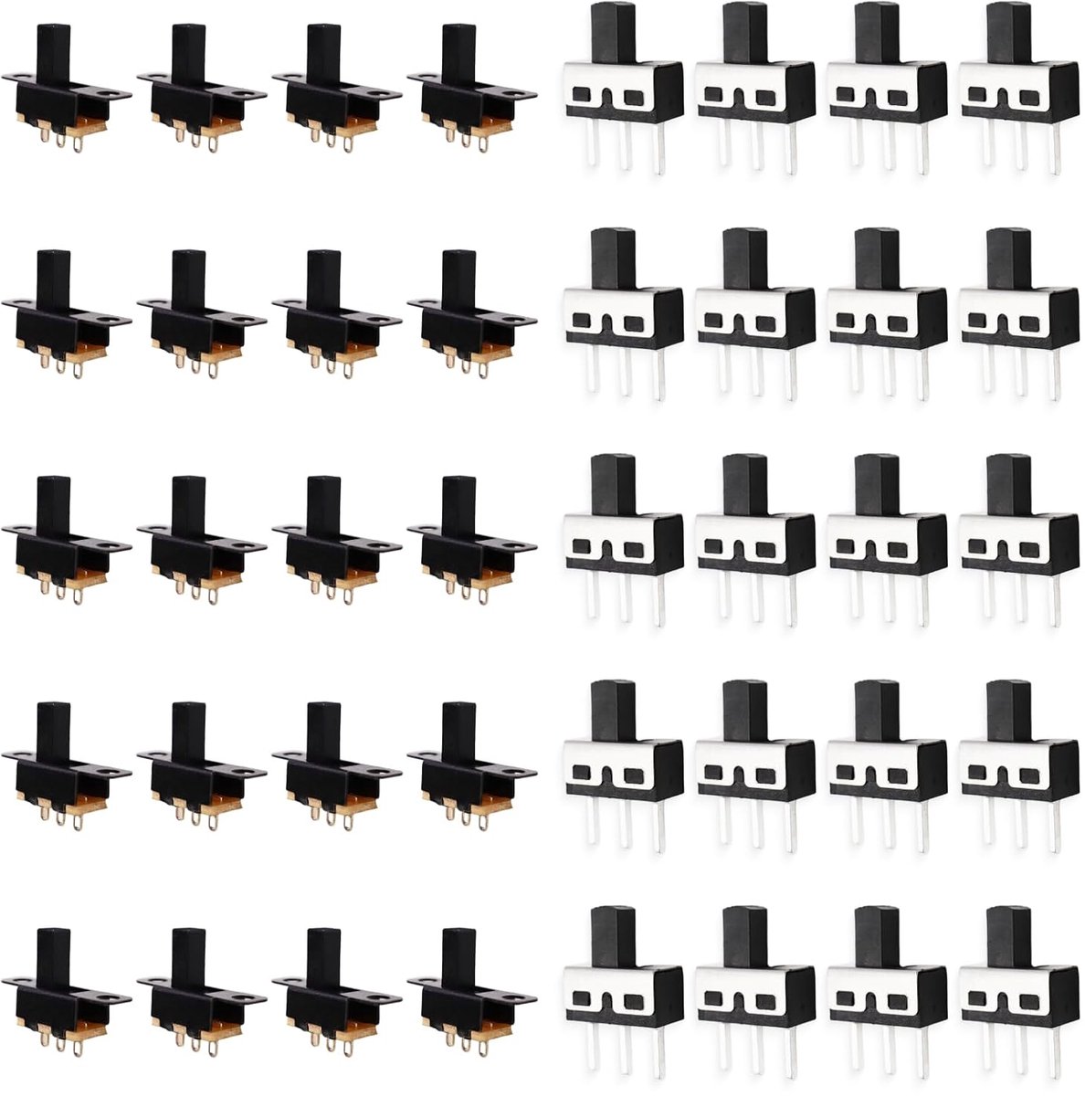 40 Pcs 3-Pin 2 Position SPDT Mini Electronic Slide Switch SS12D10 250V/3A SS12F15 50V/0.5A for Electronic Circuits DIY - ShopVlot
