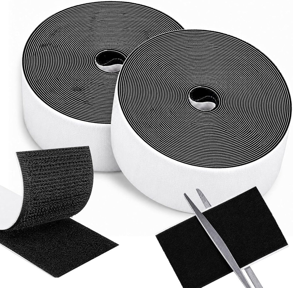 Dubbelzijdig zelfklevend plakband, 6 m × 50 mm, zwart, ideaal voor stoffen, handwerk en DIY-projecten