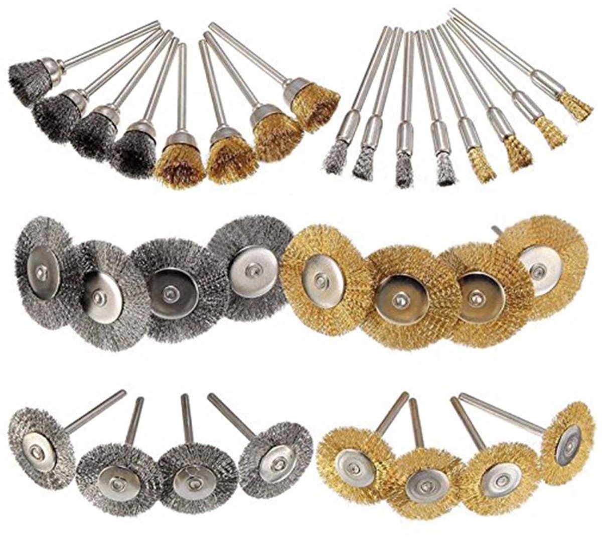 TopHomer 32Pcs Brass Brush Polishing Metal Set for Drill Tools Stainless Steel Wire Metallic Drilling Rotary Drill Bits - ShopVlot