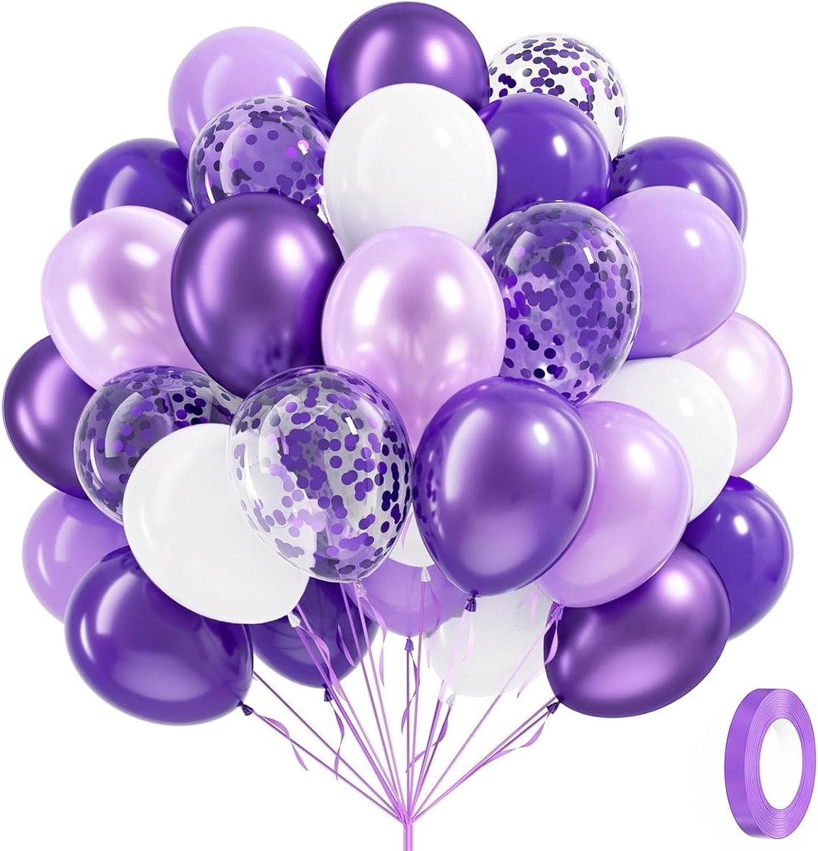 66 stuks paarse ballonnen, communie, ballonnen, verjaardagsdecoratie, babyshower, decoratie, verjaardag, wit - ShopVlot