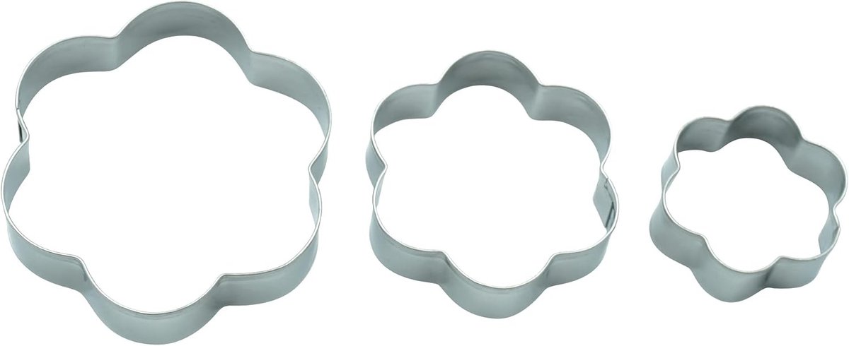 BekkiB - Set of 3 cookie cutters "flour" - 3 sizes - Dishwasher-safe cookie cutters made of stainless steel - ShopVlot