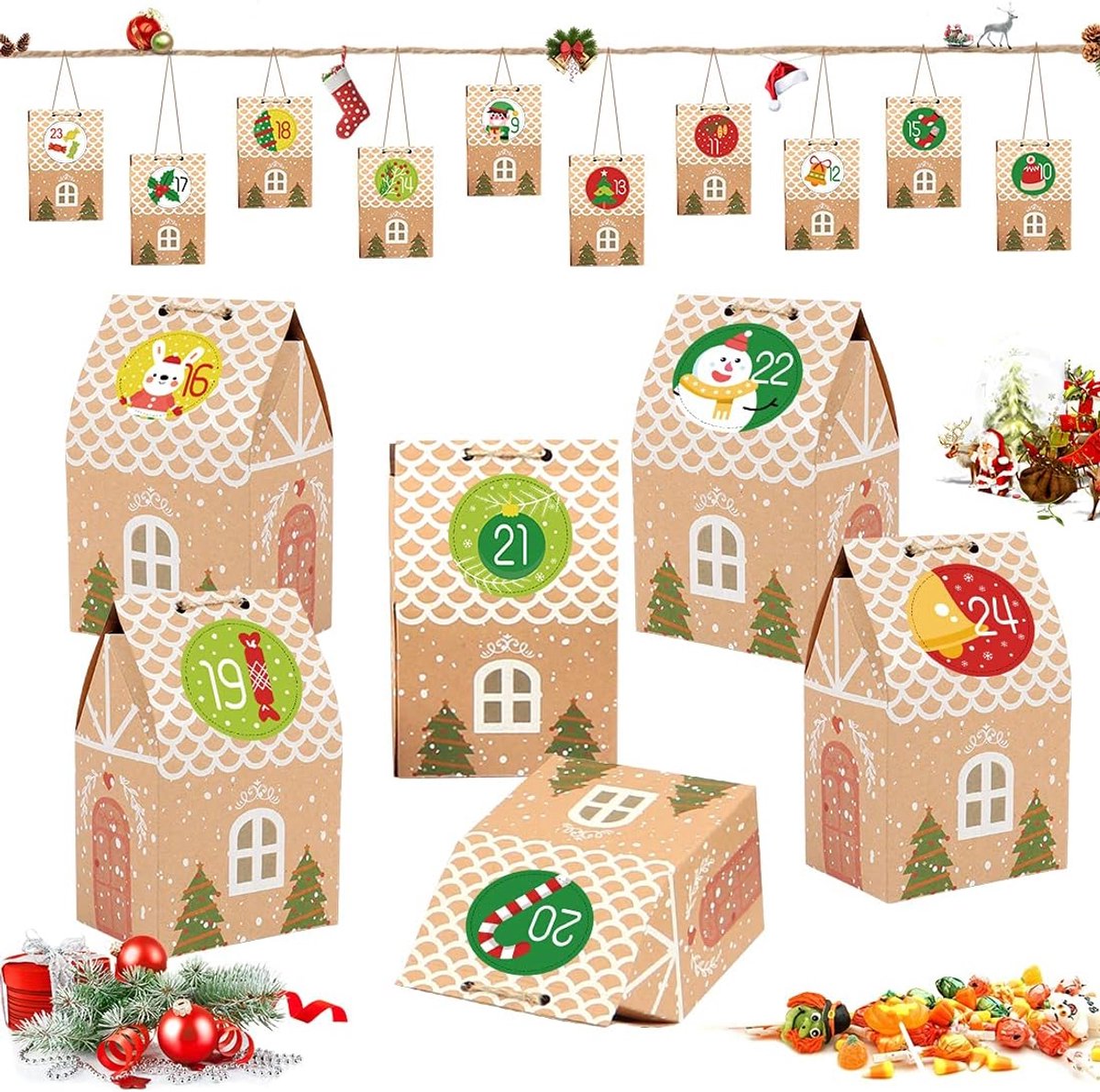 Advent Calendar to Fill Homes, 25 Advent Calendar Houses with 2 Sheets Number Stickers, DIY Advent Calendar Boxes - ShopVlot