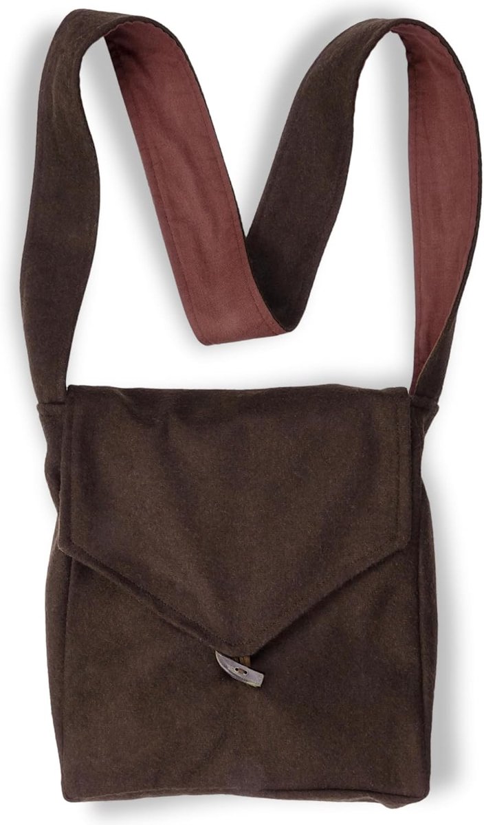 Medieval bag Dwain made of wool felt black-red, black-green, black-brown, black-blue legged LARP, brown, One size - ShopVlot