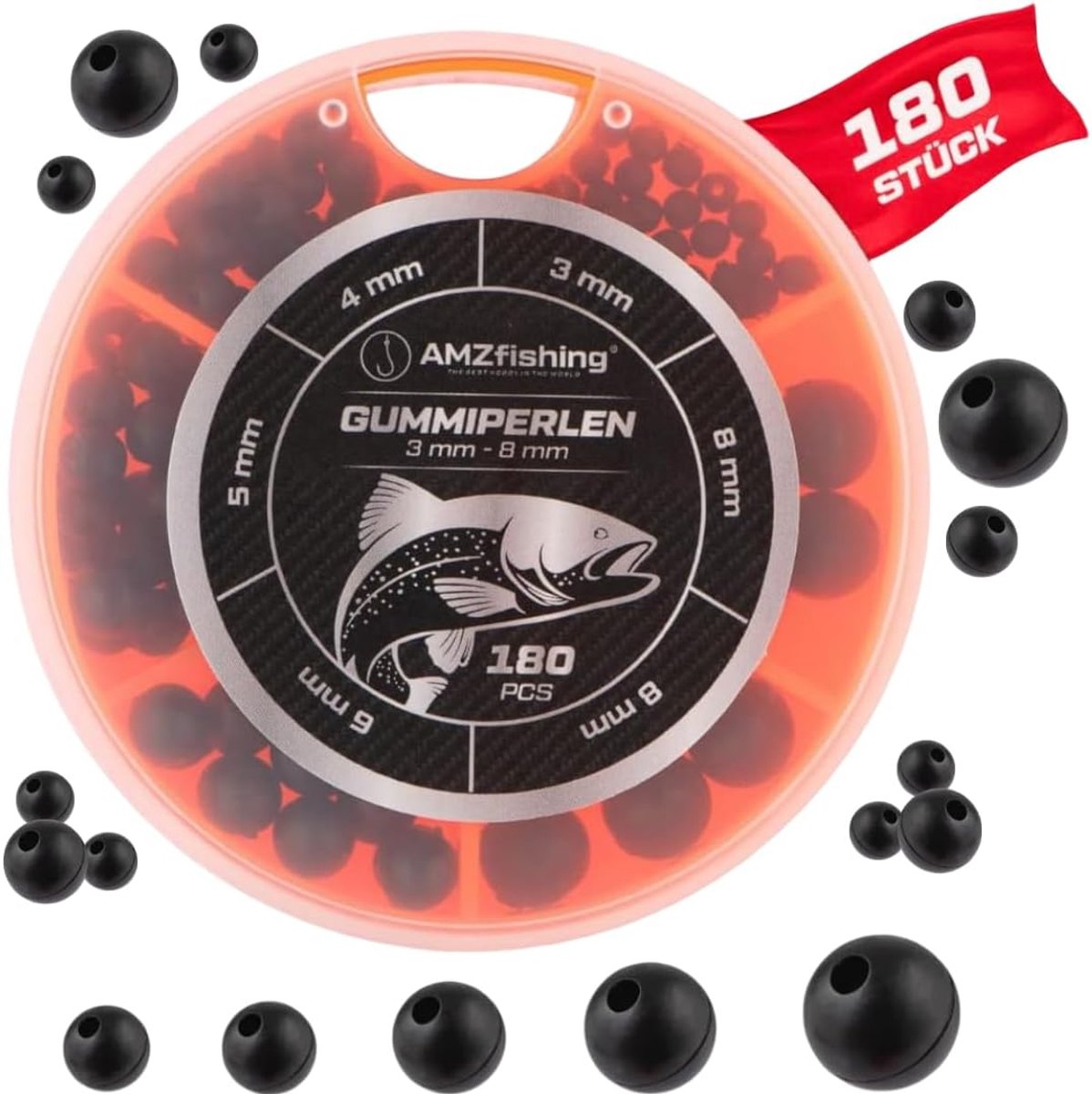 AMZfishing NEW Rubber Beads Set 3mm-8mm – 180pcs - Rubber Stoppers Fishing - Fishing Stopper Beads - ShopVlot