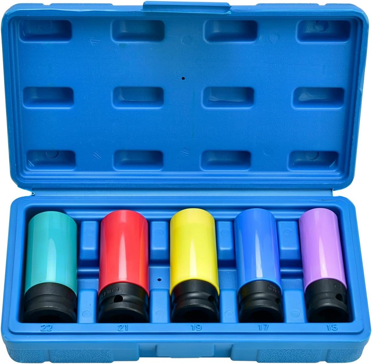 1/2 inch slagschroevendraaier moerset, 5-delig (15 mm, 17 mm, 19 mm, 21 mm, 22 mm), dunwandige dopsleutels voor - ShopVlot