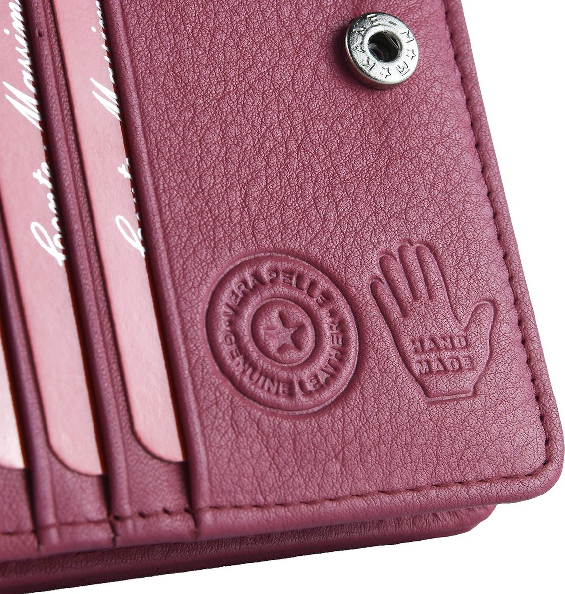 Conte Massimo Women's Genuine Leather Wallet with Card Compartment and Coin Compartment, Fuchsia 178, Classic - ShopVlot