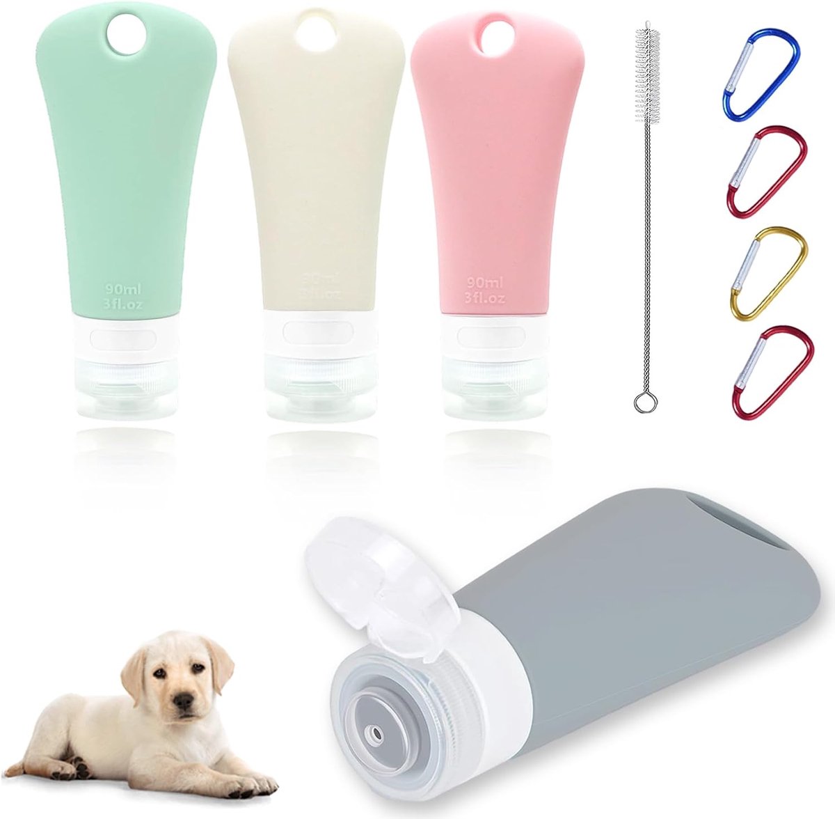 Pack of 4 Dog Feeding Tubes, 90 ml, Liver Sausage, Dog Tube, Silicone Travel Bottles, Reusable Vehicles for Dogs, Dog - ShopVlot