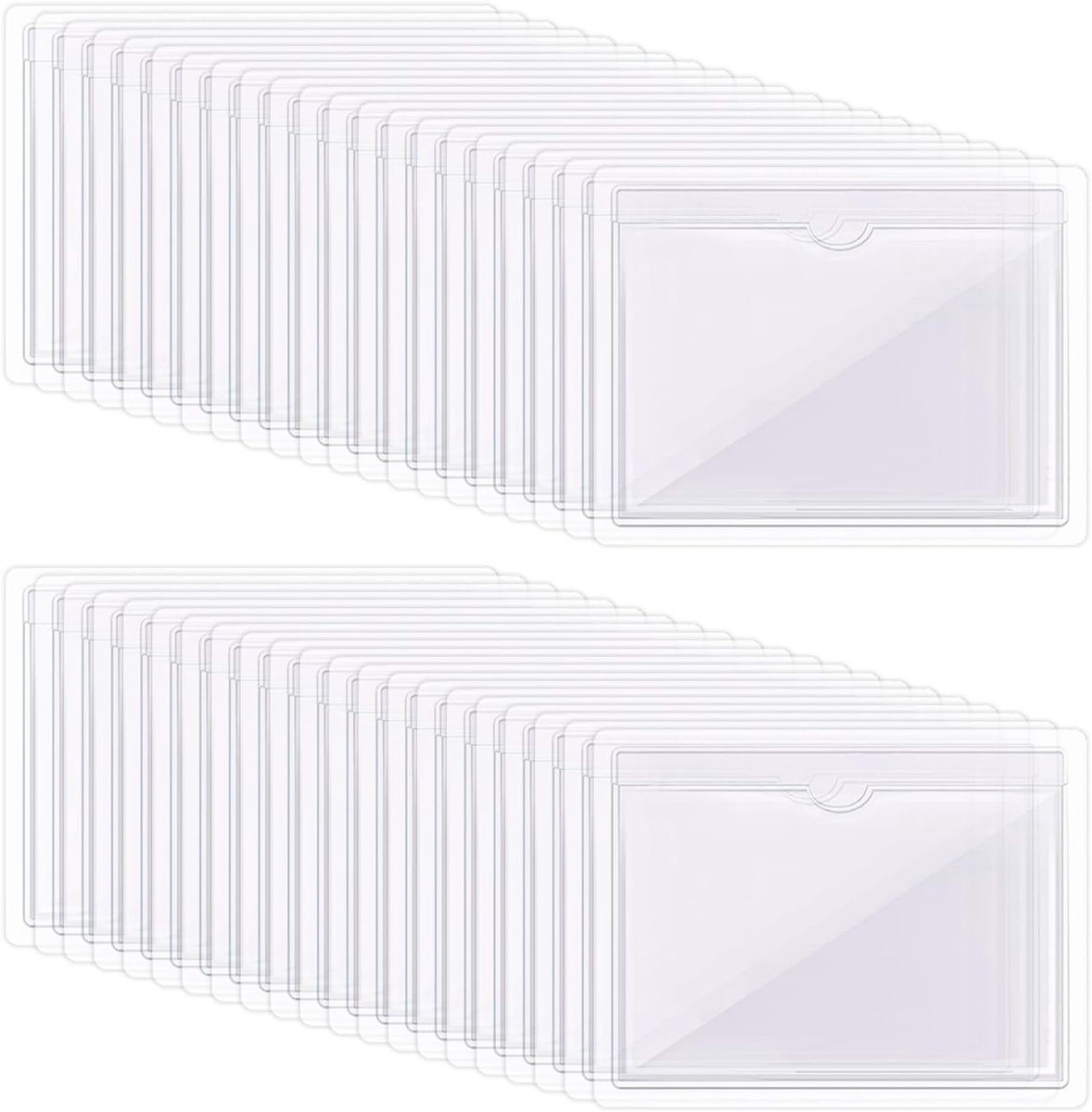 50 stuks etikettenhouders, zelfklevend, 8,5 x 13,5 cm, visitekaartjesvakken, zelfklevend, transparant - ShopVlot