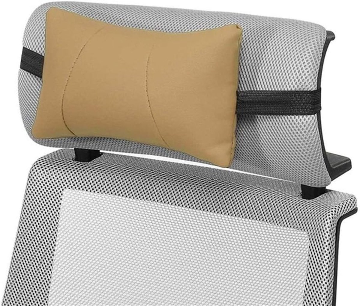 Leather Lumbar Waist Seat Cushion Back Support Universal for most cars, pain relieve Cushion headrest (Color Name : 1 - ShopVlot