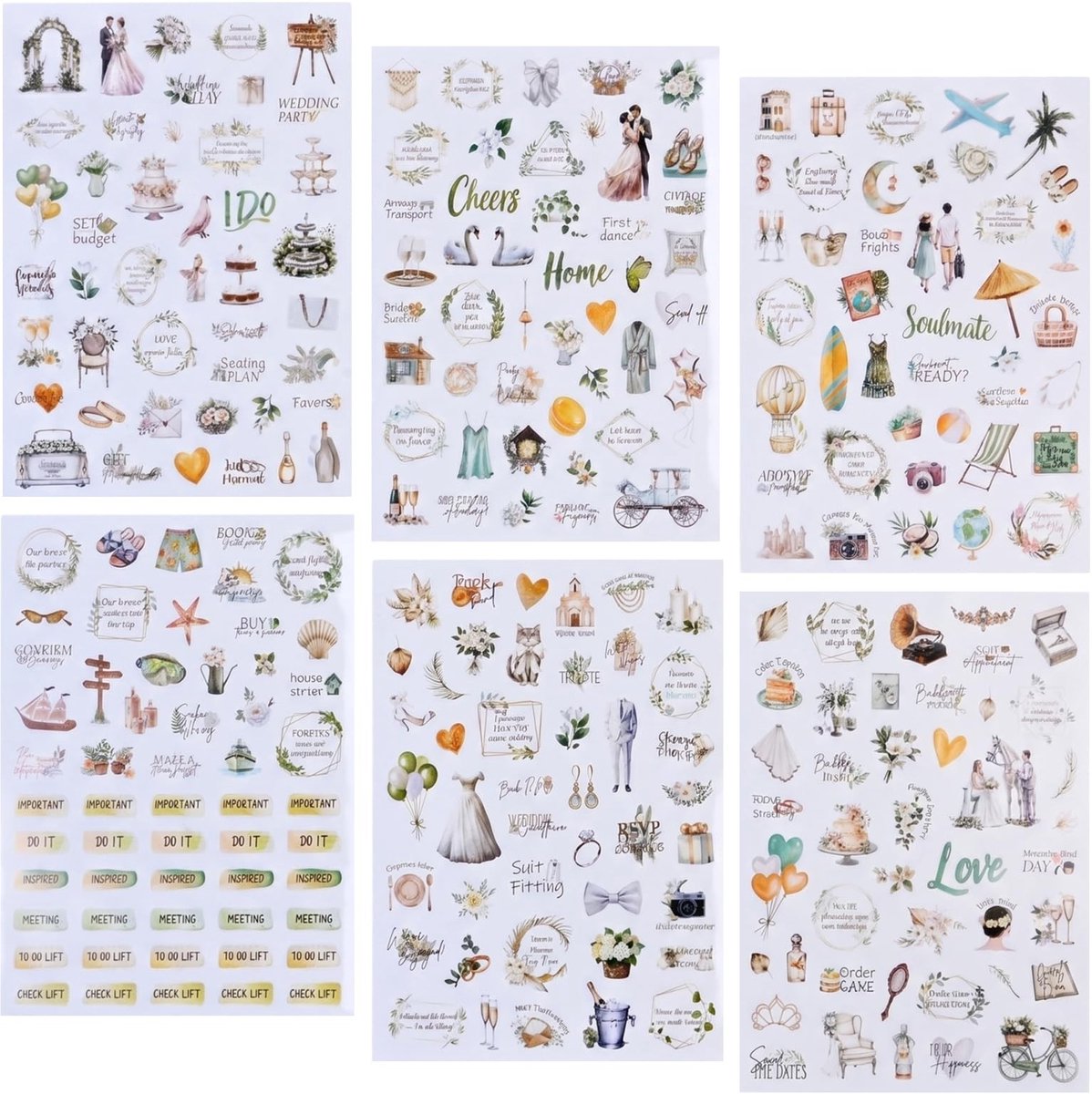 Solidchoice - Bruiloftsstickers voor Gastenboek en Scrapbooking, 270+ Motieven