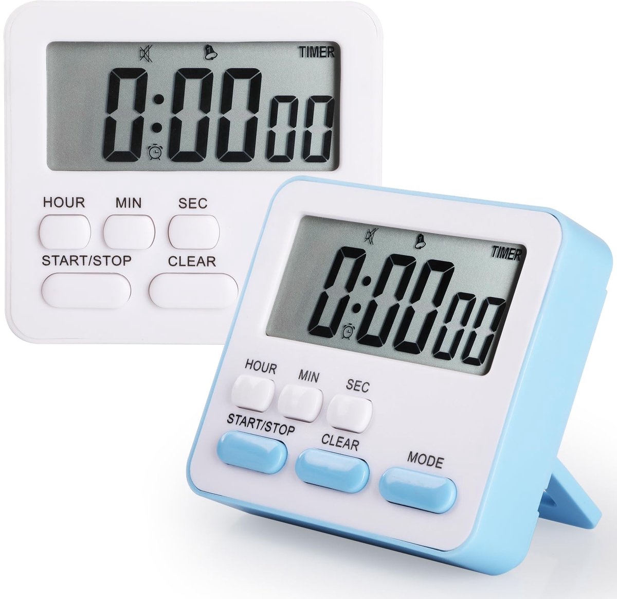 Solidchoice - Keuken Timer met Groot LCD Scherm, 2 Stuks
