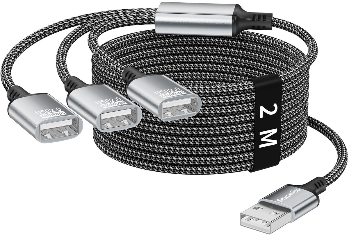 Solidchoice - USB Splitter 1 naar 3 voor Gegevensoverdracht en Opladen