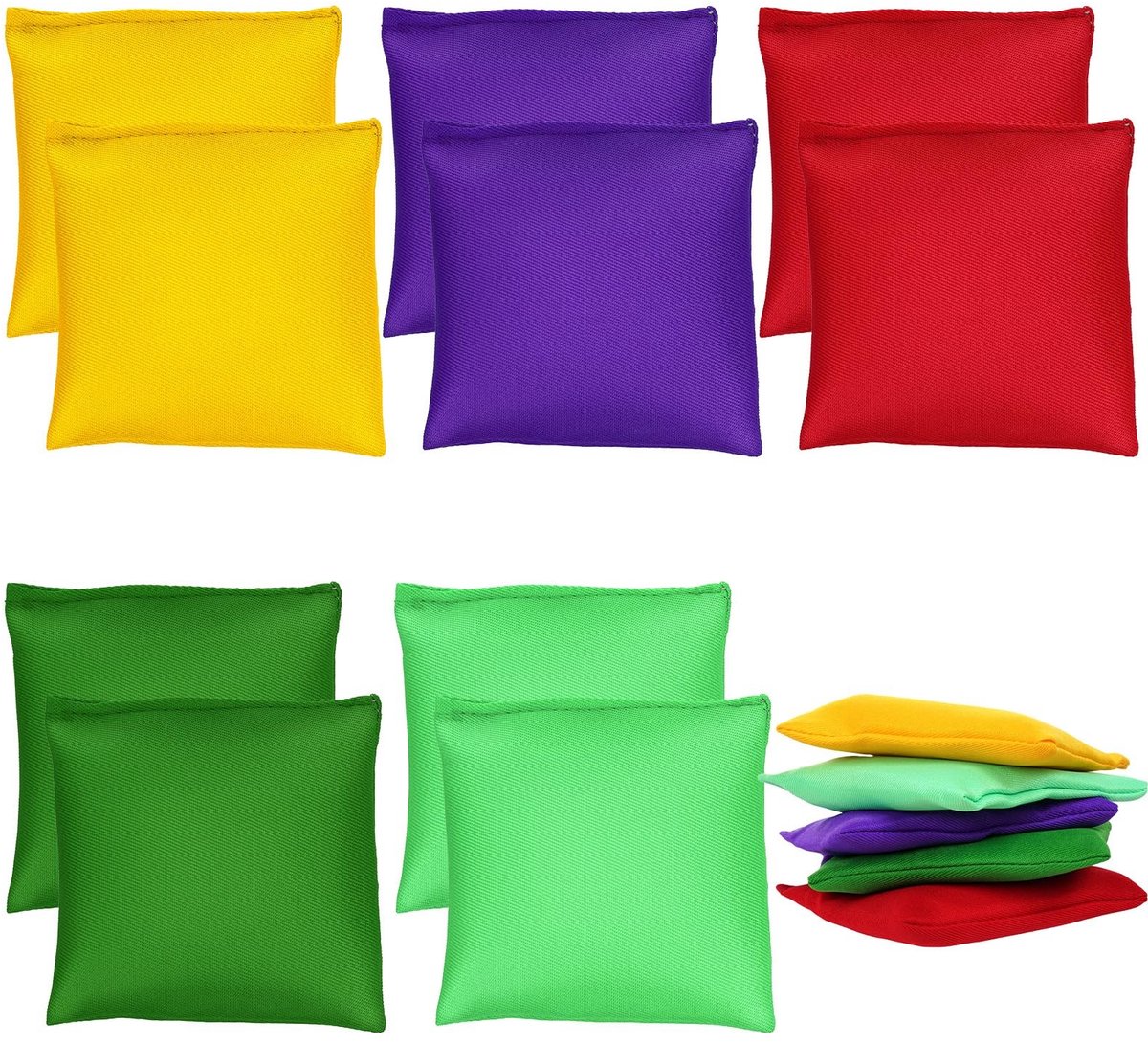 Solidchoice - Set van 10 Kleurige Gooi Zakjes voor Spellen, 10x10 cm