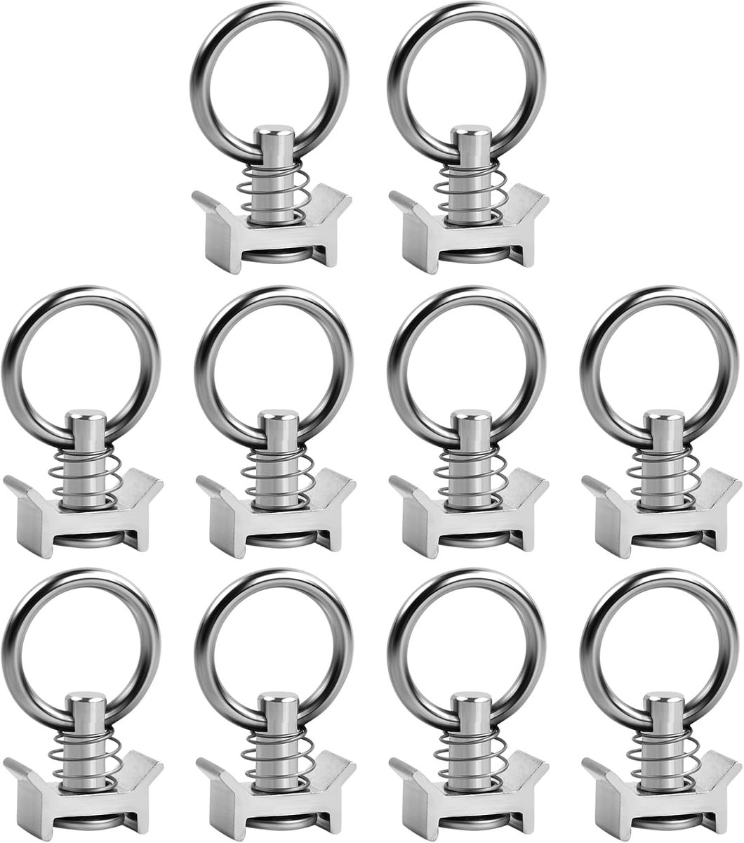 Lashing rail fittings pack van 10 - enkel eindfitting - roestvrij staal en aluminium - veilig vastzetten van ladingen - ShopVlot