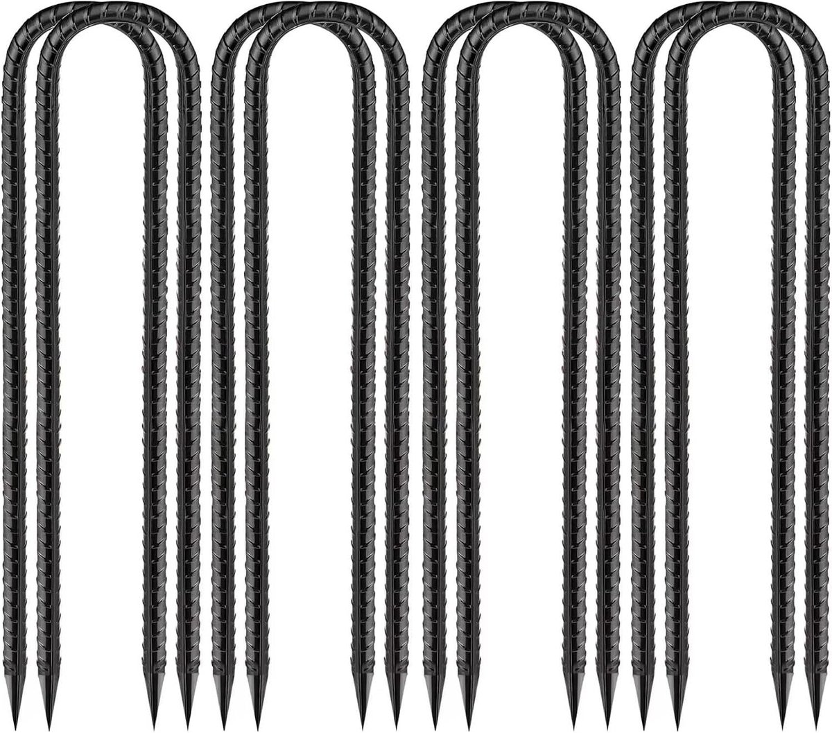 Grondankers - Zwart - 30 cm - Verzinkt Staal U-vormige Grondpalen - Voor Tent, Trampoline en Tuin