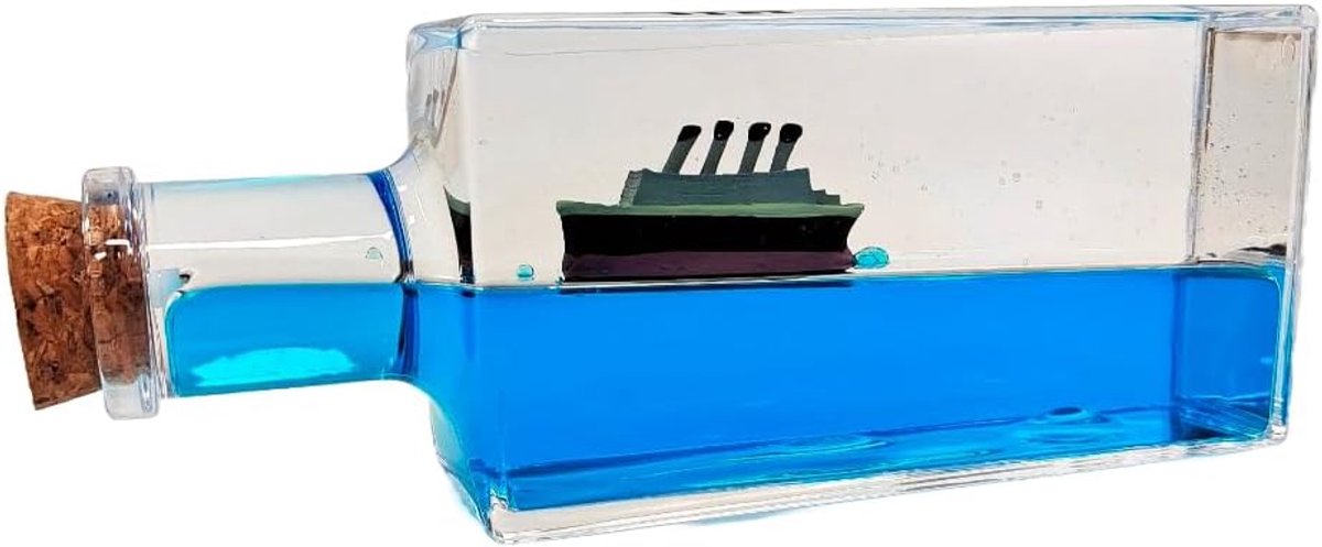 Vloeiende fles met schip - decoratieve doos - drijvend design - rustgevende uitstraling - ShopVlot