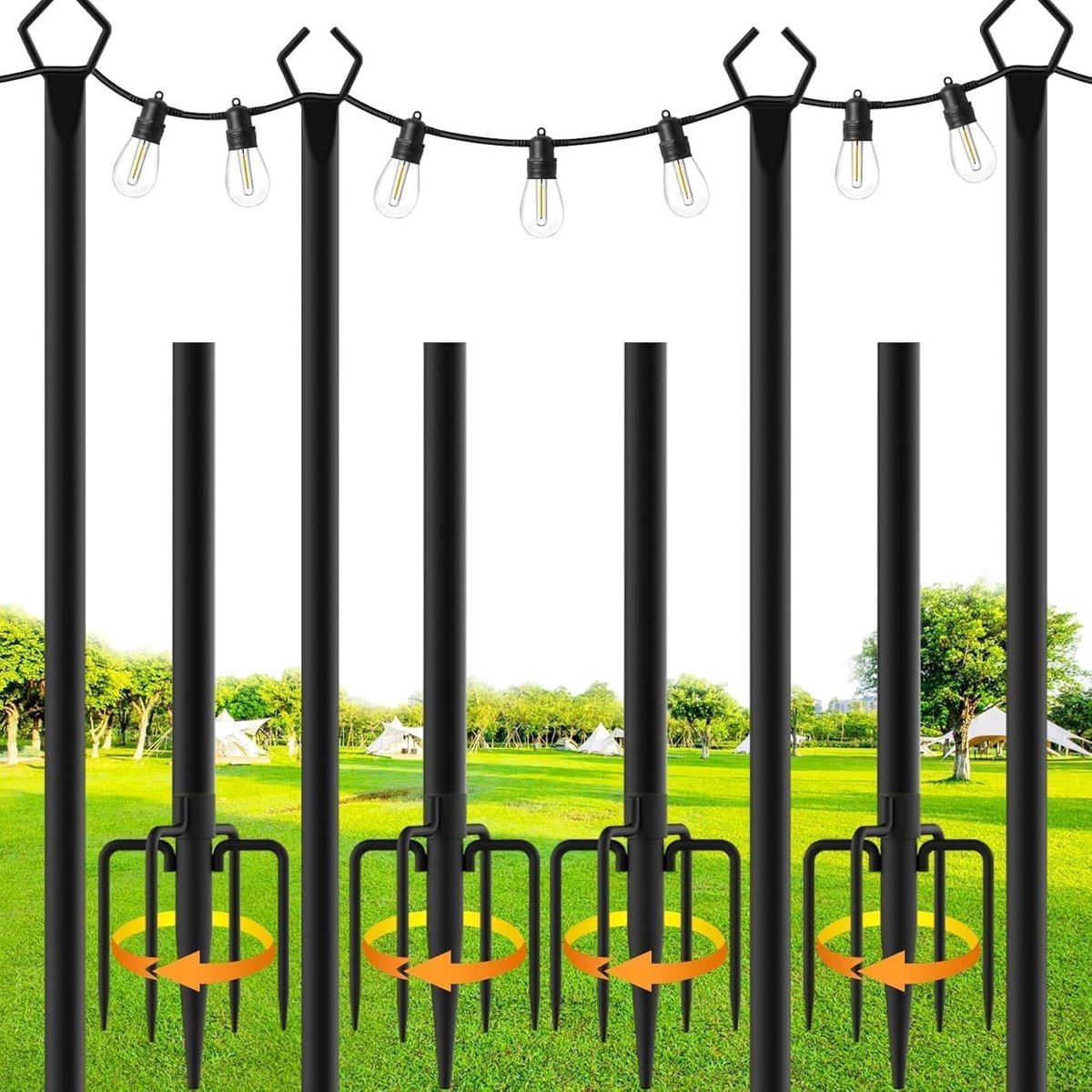 Solidchoice - Set van 4 Buitenlichtpalen met Vork voor Decoratie