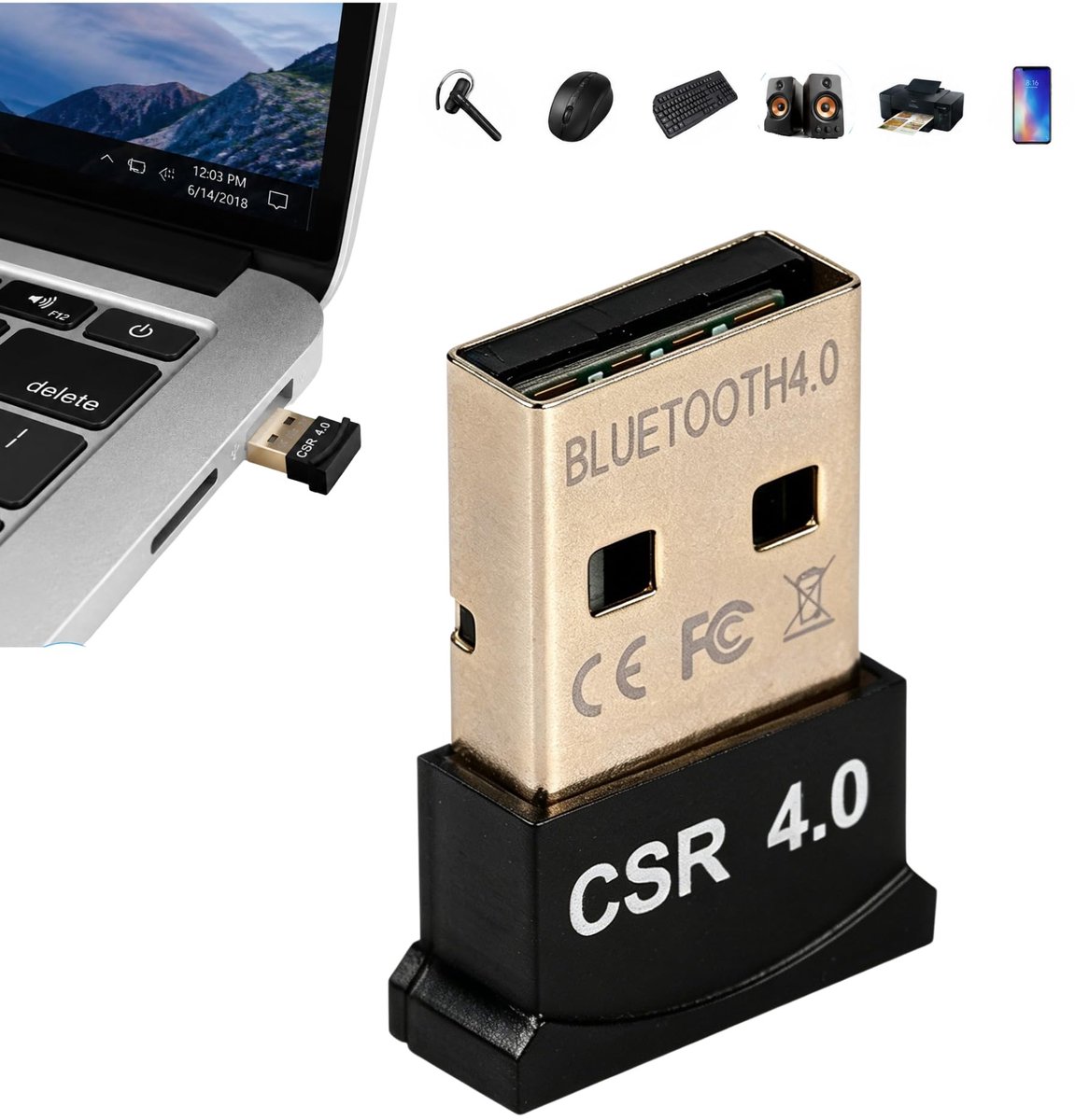 Solidchoice - USB Bluetooth Adapter met CSR4.0 Technologie