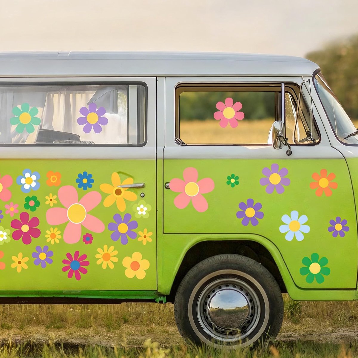 Solidchoice - Set van 88 Waterdichte Auto Stickers met Hippie Ontwerp