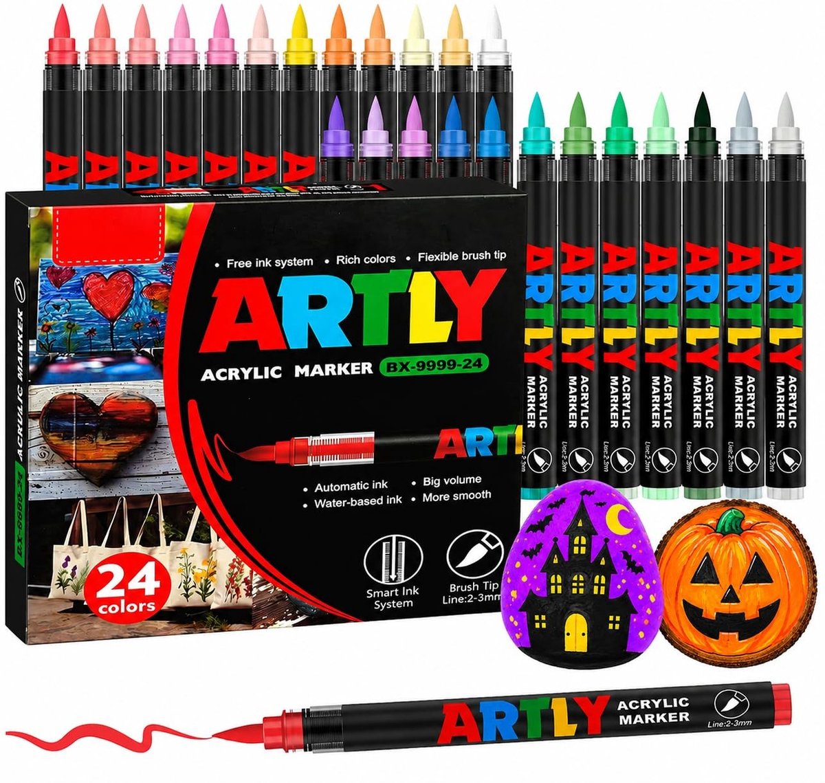 Solidchoice - Set van 24 Waterbestendige Acryl Markers voor Diverse Oppervlakken