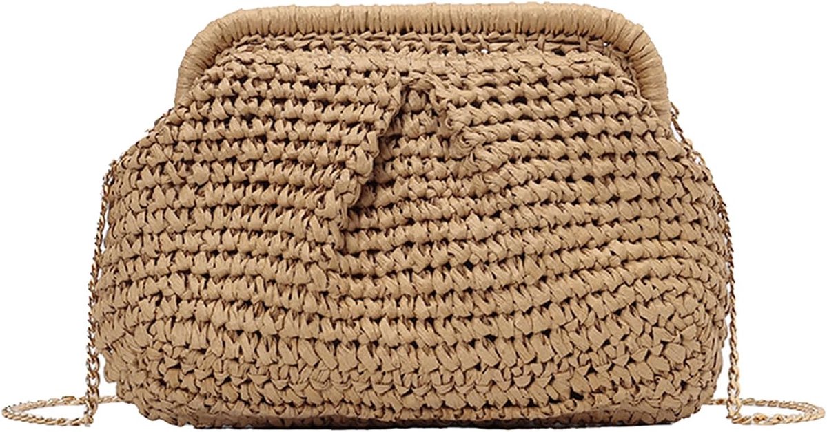 Dames Zomer Stro Tas - Afneembare Ketting - Gevlochten Strandtas - Perfect voor Feest - ShopVlot