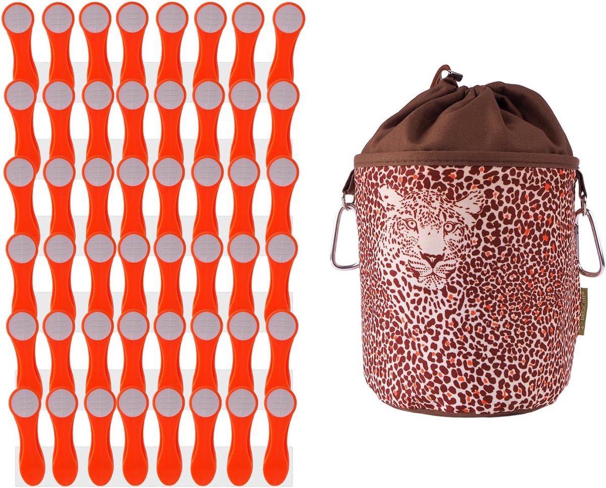 Knijpers set 48 stuks - roestvrij staal met zachte grip - inclusief wasknijper tas - perfect voor buitengebruik - ShopVlot