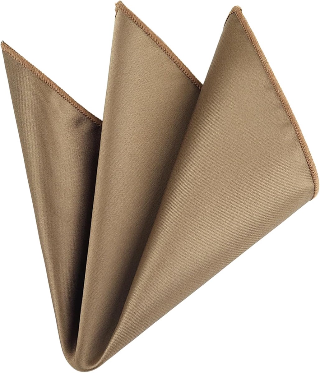 Heren Zakdoek 9 x 9 Inch - Effen Bruin - Zacht en Glanzend - Perfect voor Bruiloften - ShopVlot