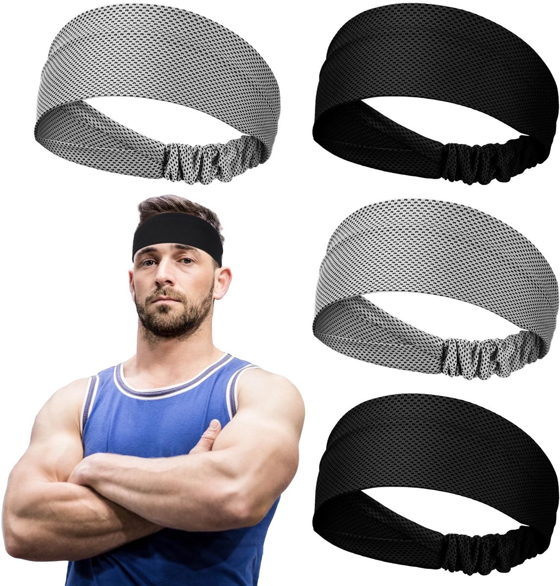 Solidchoice - 4 Stuks Zweetabsorberende Sportbanden voor Training