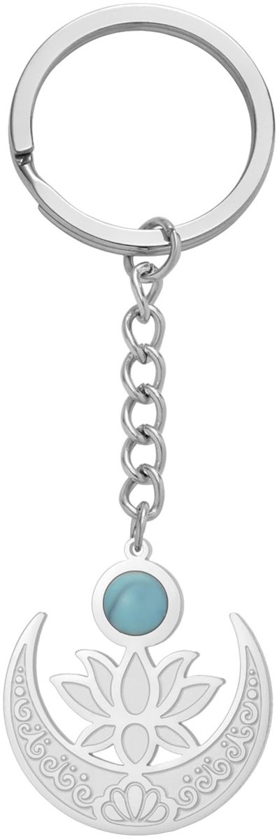 Solidchoice - Lotus Bloem Sleutelhanger Maansteen - Meditatie en Healing Sieraden