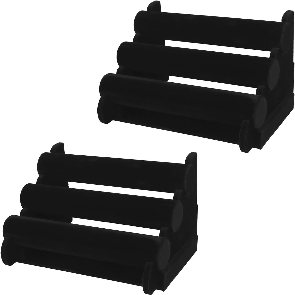Solidchoice - Set van 2 Sieradenstandaarden met 3 Niveaus in Zwart Fluweel