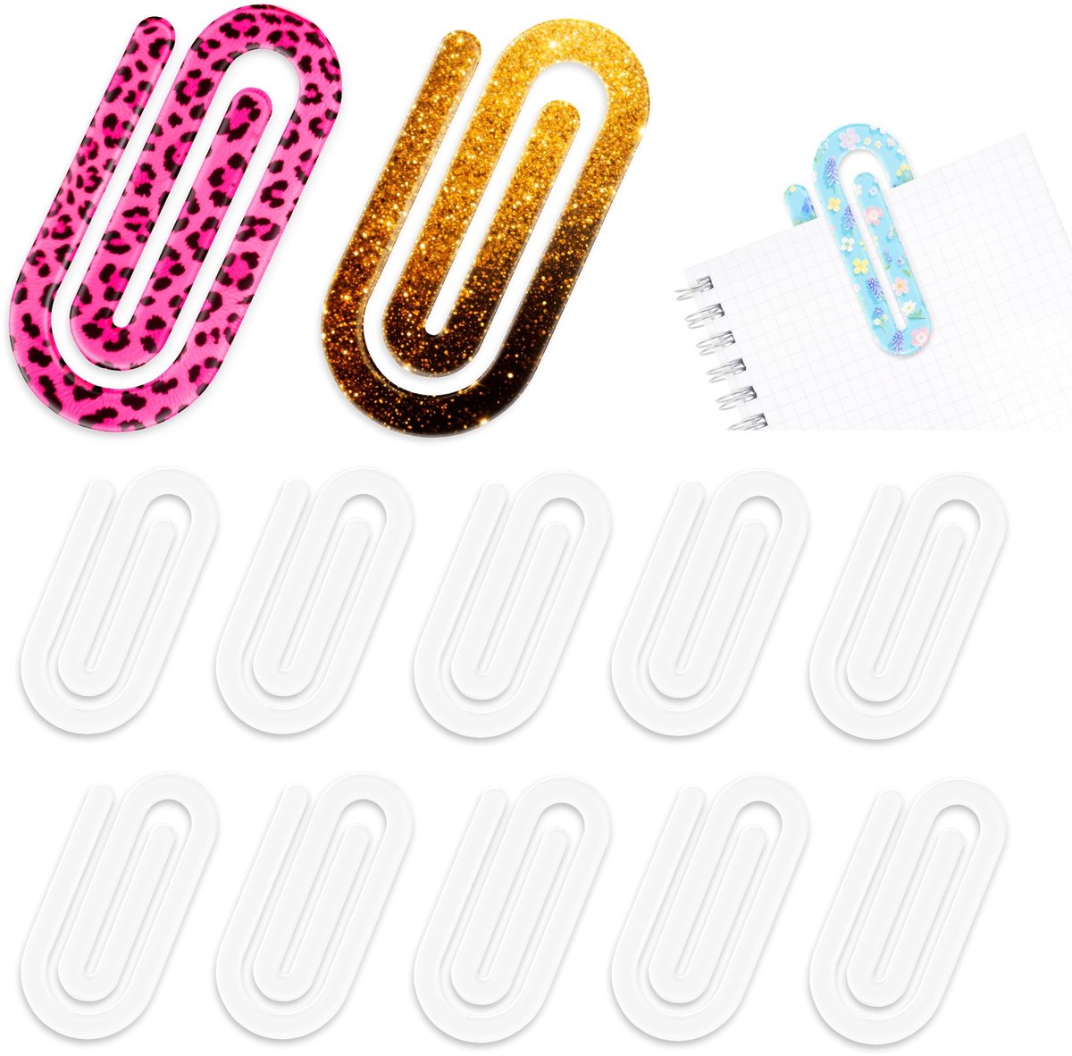 Solidchoice - 12 Stuks Jumbo Acryl Paperclips voor Sublimatie en DIY Projecten