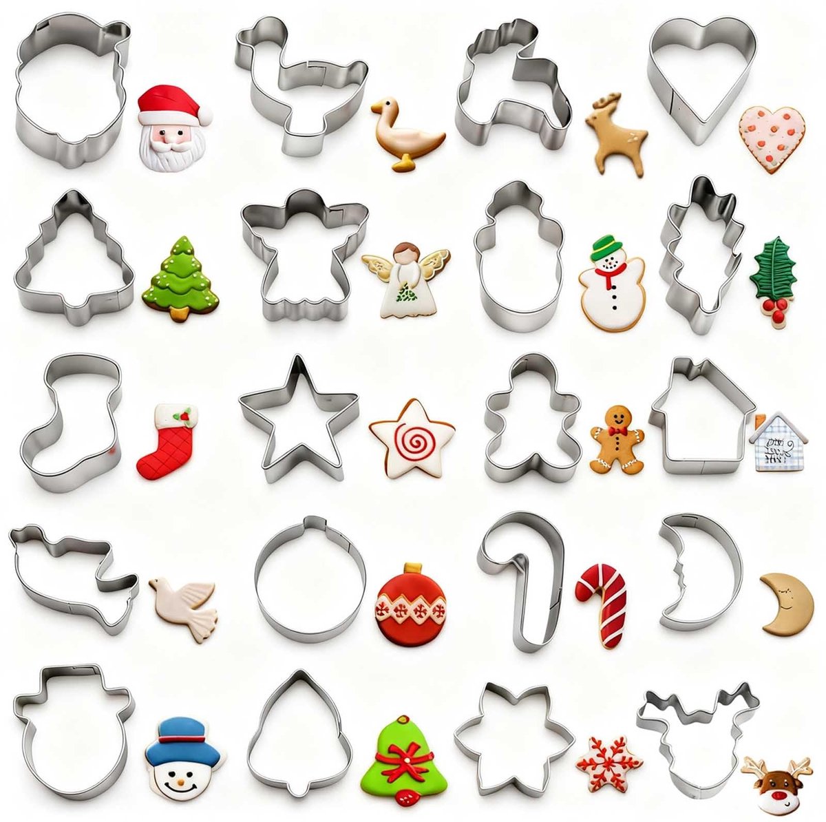 Solidchoice - Set van 20 Mini Kerst Cookie Cutters van RVS