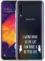 Galaxy A50 Hoesje Royalty Cat - wit - Designed by Cazy