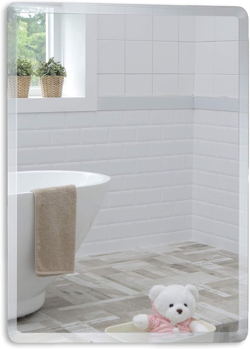 Badkamerspiegel 70cm x 50cm - wandmontage - elegant simpel design - moderne facet randen - optimaal voor jouw badkamer - ShopVlot