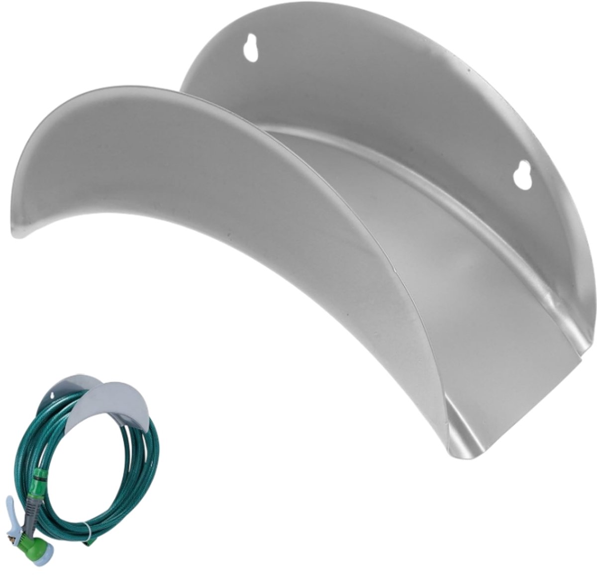 Tuinslanghouder - Wandhouder voor waterleidingen - Opbergrek voor waterleidingen - Geschikt voor het opbergen van waterleidingen en kabels - Zilver - 28*11,5*12,5 cm