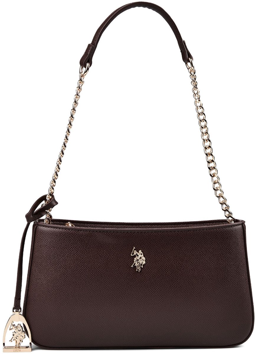U.S. POLO ASSN. schoudertas Jones Hobo Bag Dark Brown donkerbruin