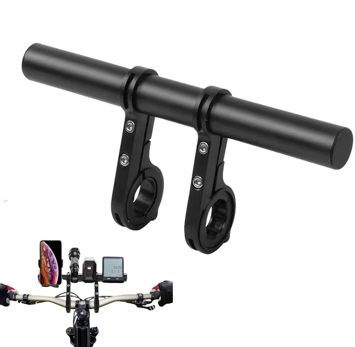 Solidchoice - Fietsstuurverlenging, aluminiumlegering, 20 cm