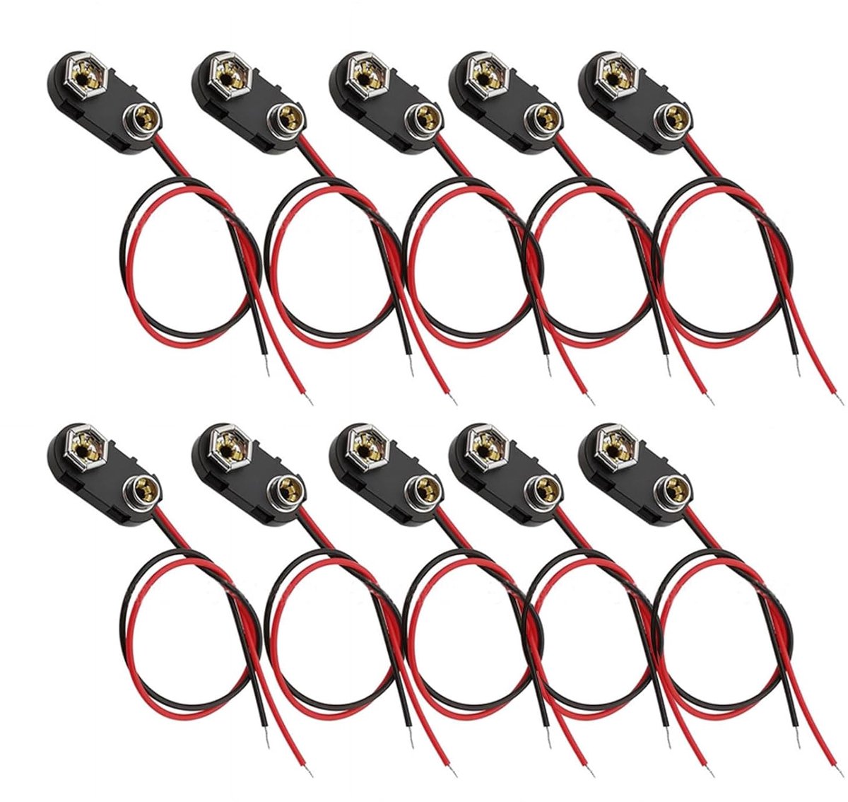 10pcs 9V Battery 9V Battery Clip Socket 15cm Case 9V Battery Wiring Buckle - ShopVlot