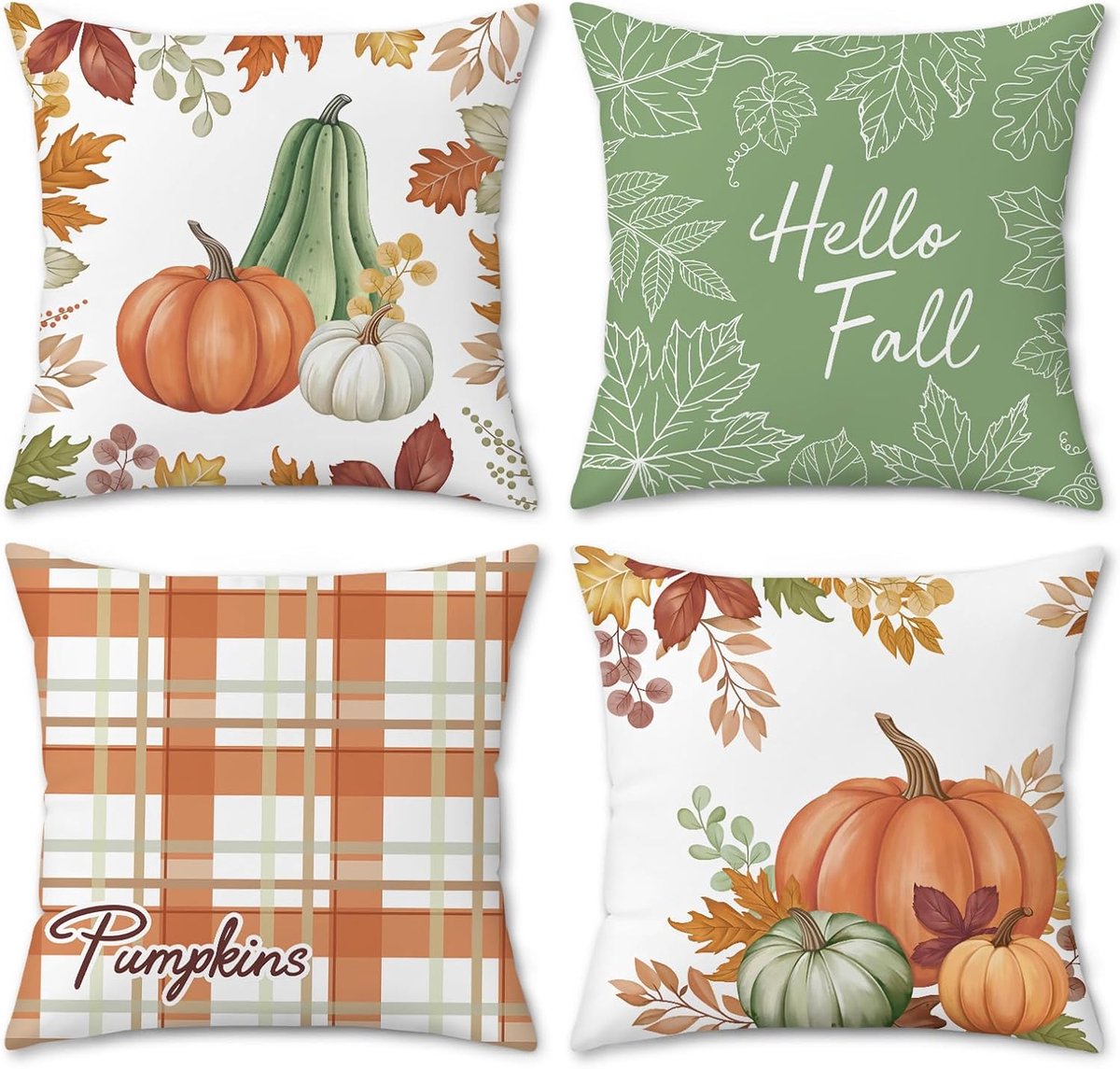Herfst pompoen sierkussenslopen, herfst esdoorn bladeren Thanksgiving oogst fluwelen decoratieve kussenslopen voor - ShopVlot