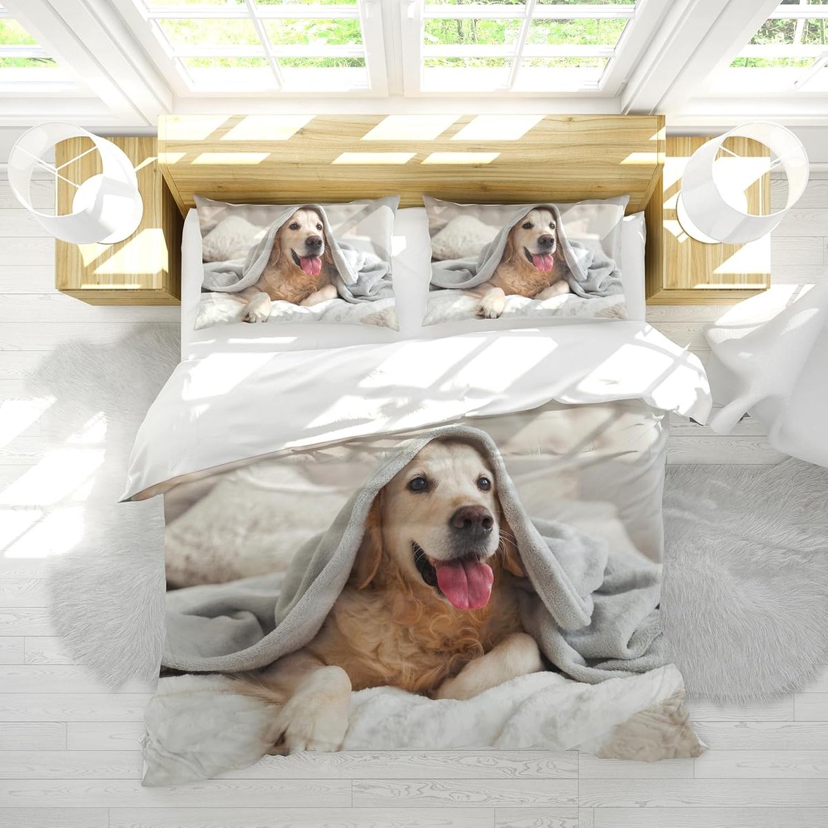 Bedding for Kids - Dog Printed Duvet Cover, Pillowcase Pets Beds Set Microfiber Duvet Cover Set for Boys Girls Duvet - ShopVlot